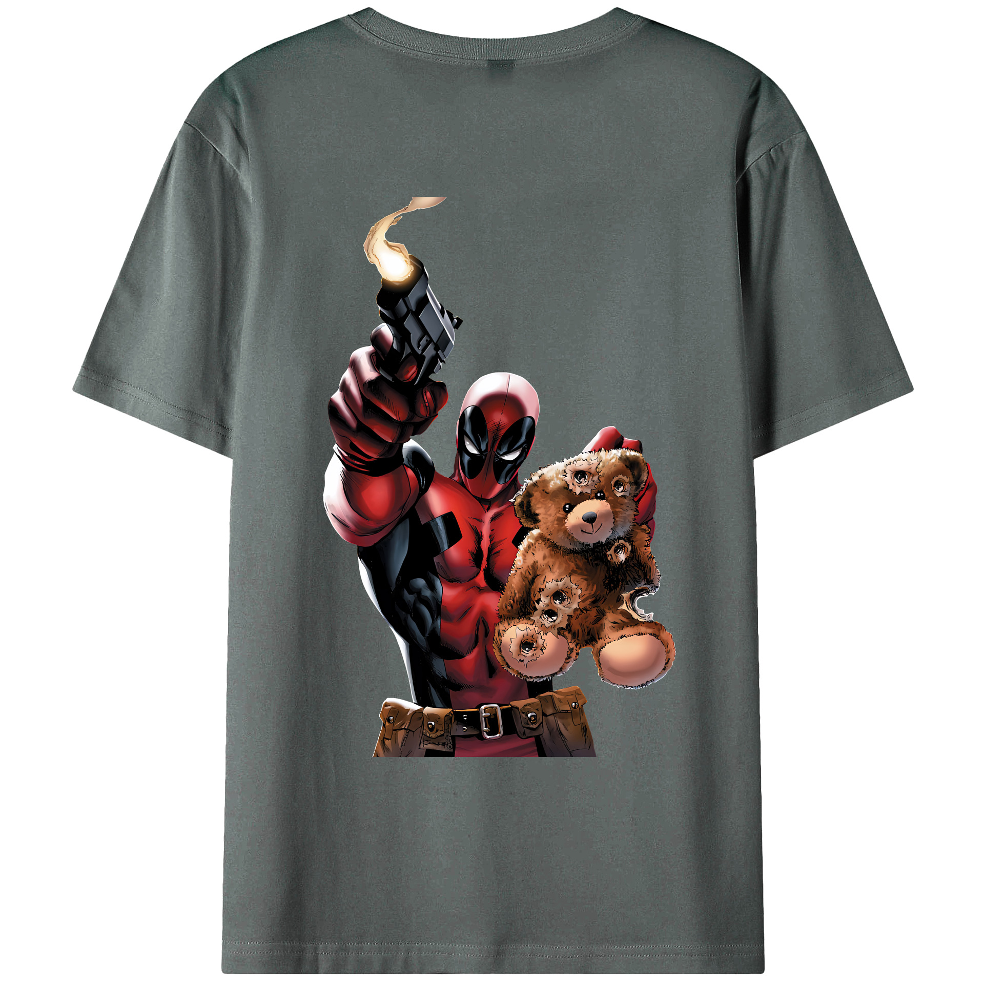 （画像用） Deadpool デッドプール 綿100％ メンズ半袖Tシャツ（バックプリント） 通気性